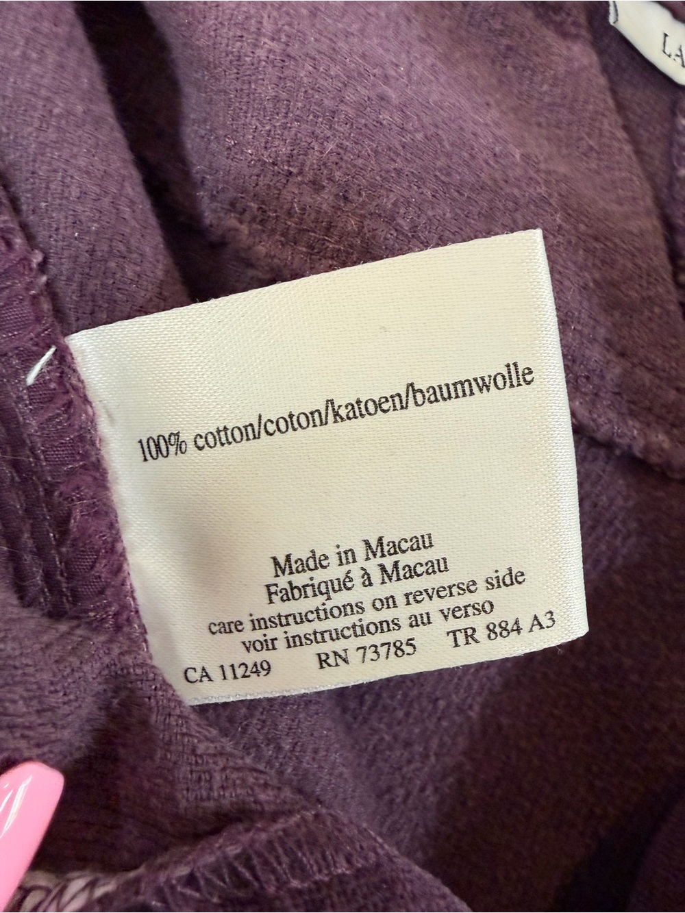 Laura Ashley Purple Corduroy Pants Size US 8 Wide Leg 90s Cottage Casual Preppy - Picture 9 of 11